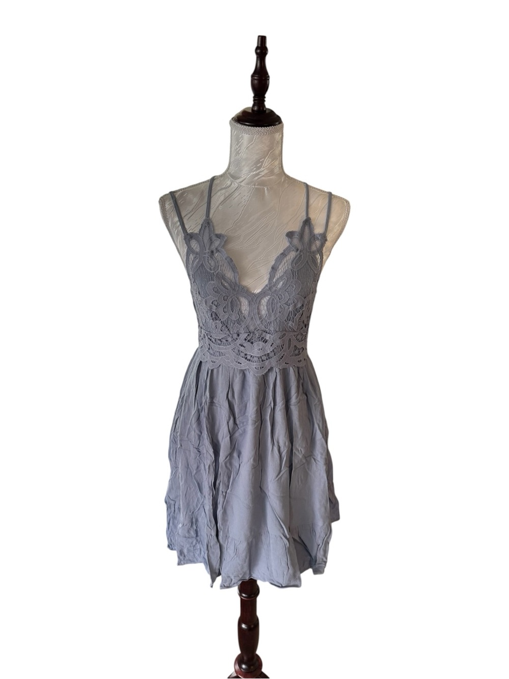 mittoshop Gray Lace-Trim Midi Dress NWT - Picture 2 of 10